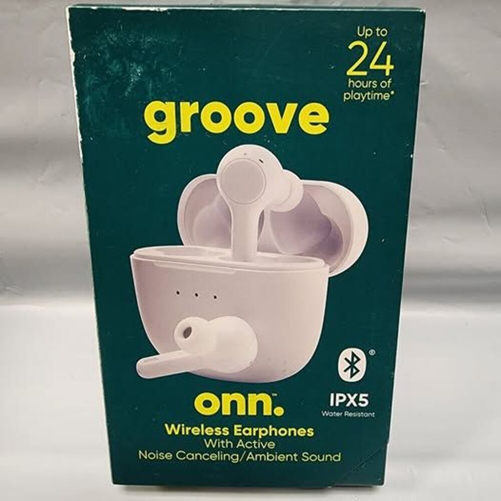 Groove ONN IPX5 Wireless Earbuds Earphones Bluetooth White w/ Charging Case NEW